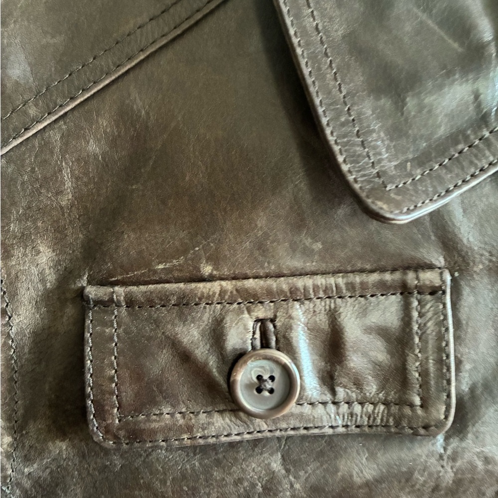 Women’s Brown Genuine Leather Jacket Medium Fitted Hip Length Zip Front Classic - Picture 4 of 7
